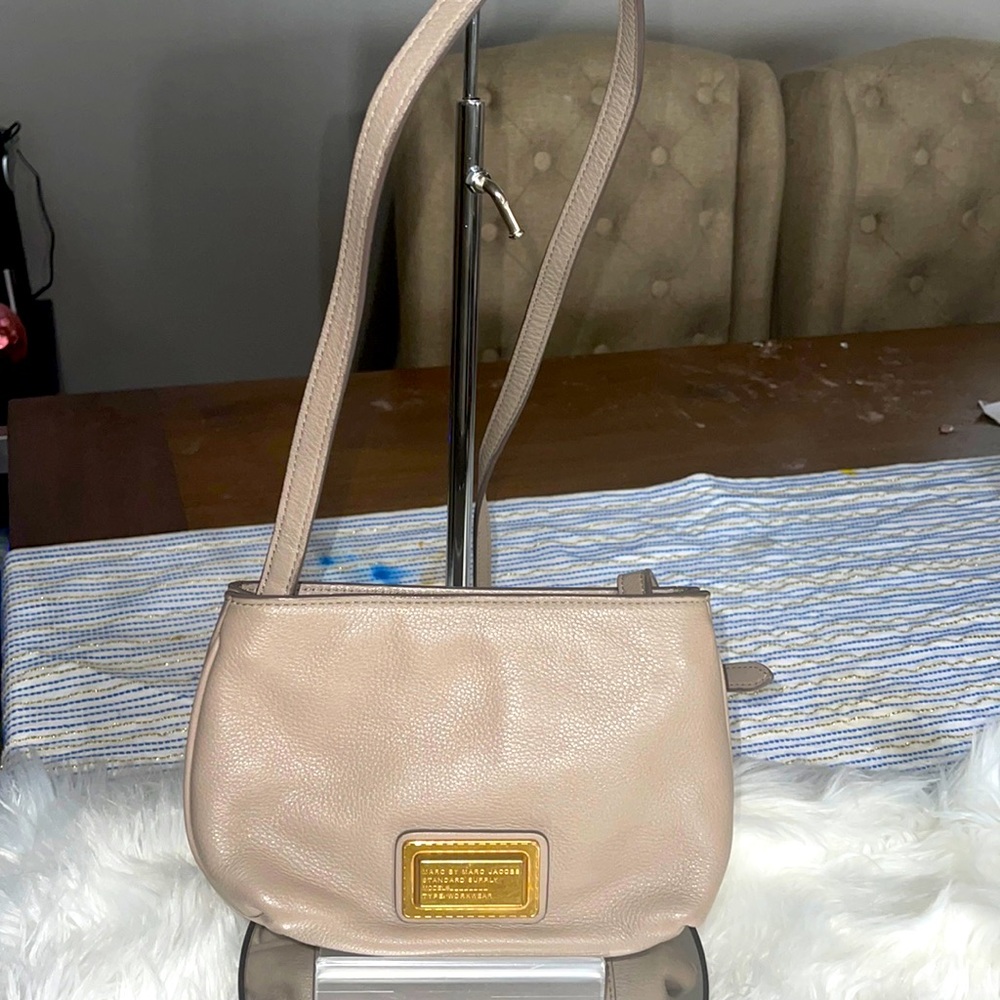 MARC BY MARC JACOBS Small Grey/ Taupe Pebbled Leather Crossbody Bag